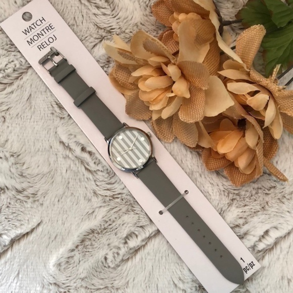 Gray Stripe Fashion Watch NWT